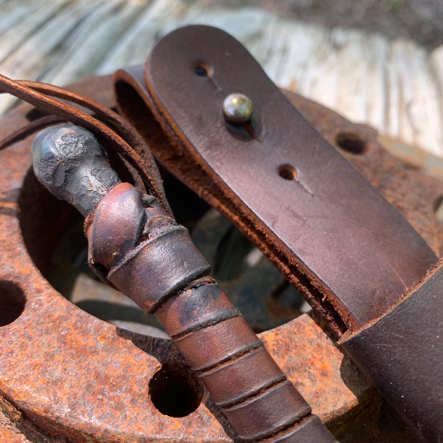 Duskwither | Hand-Forged Knife from Reclaimed Steel with Leather Sheath – 8.5" Blade for Ritual, Cosplay, or Survival