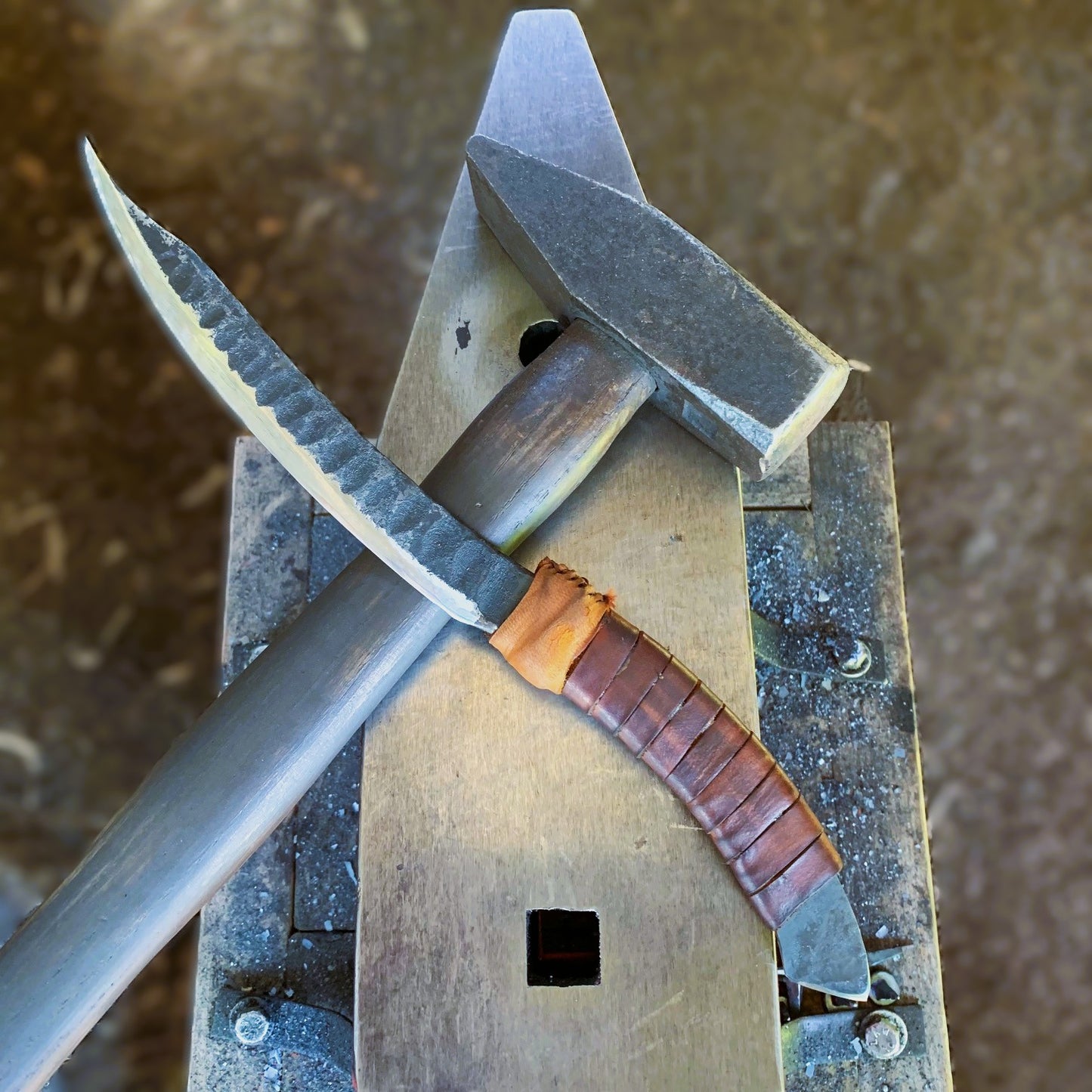 Aerendrim | Hand-Forged Elvish Fantasy Blade – 12.5" Reclaimed Steel Knife with Leather Sheath